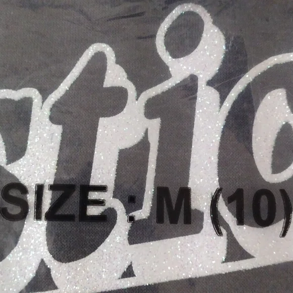 Justice Graphic Hoodie Glitter Branded Fleece. M(10) - Picture 6 of 15